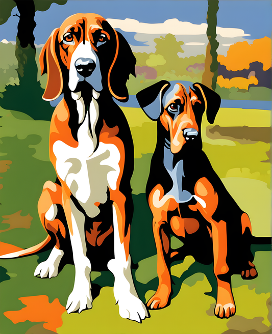 Dogs Collection PD (20) - a bloodhound and a terrier - Van-Go Paint-By-Number Kit