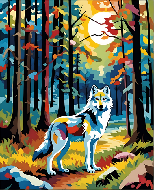 Wolves Collection PD (17) - Wolf in the Woods - Van-Go Paint-By-Number Kit