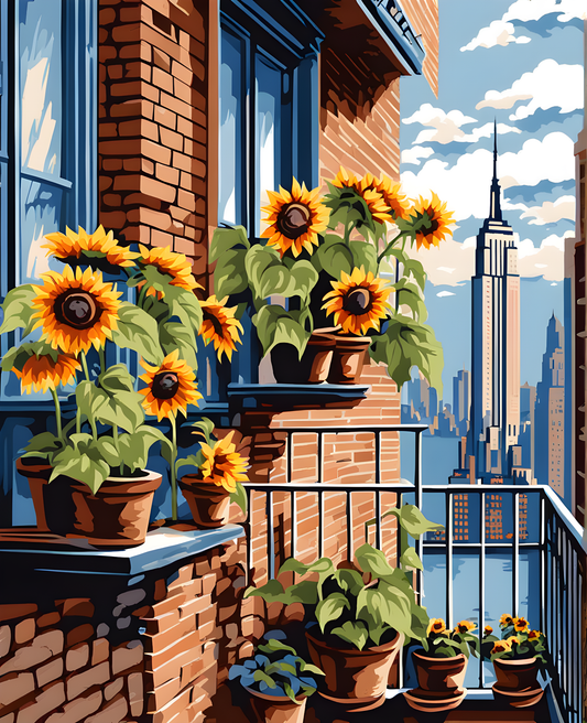 Manhattan Memories - Sunflowers (2) - Van-Go Paint-By-Number Kit