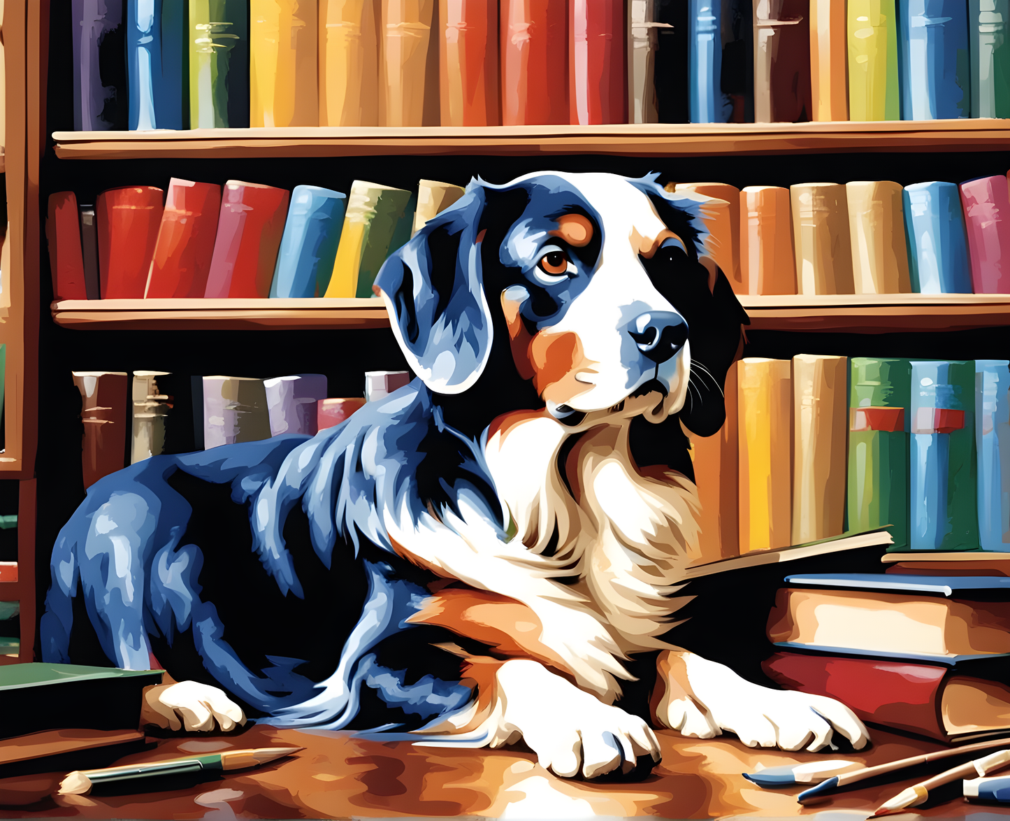 Dogs Collection PD (45) - In the Library - Van-Go Paint-By-Number Kit