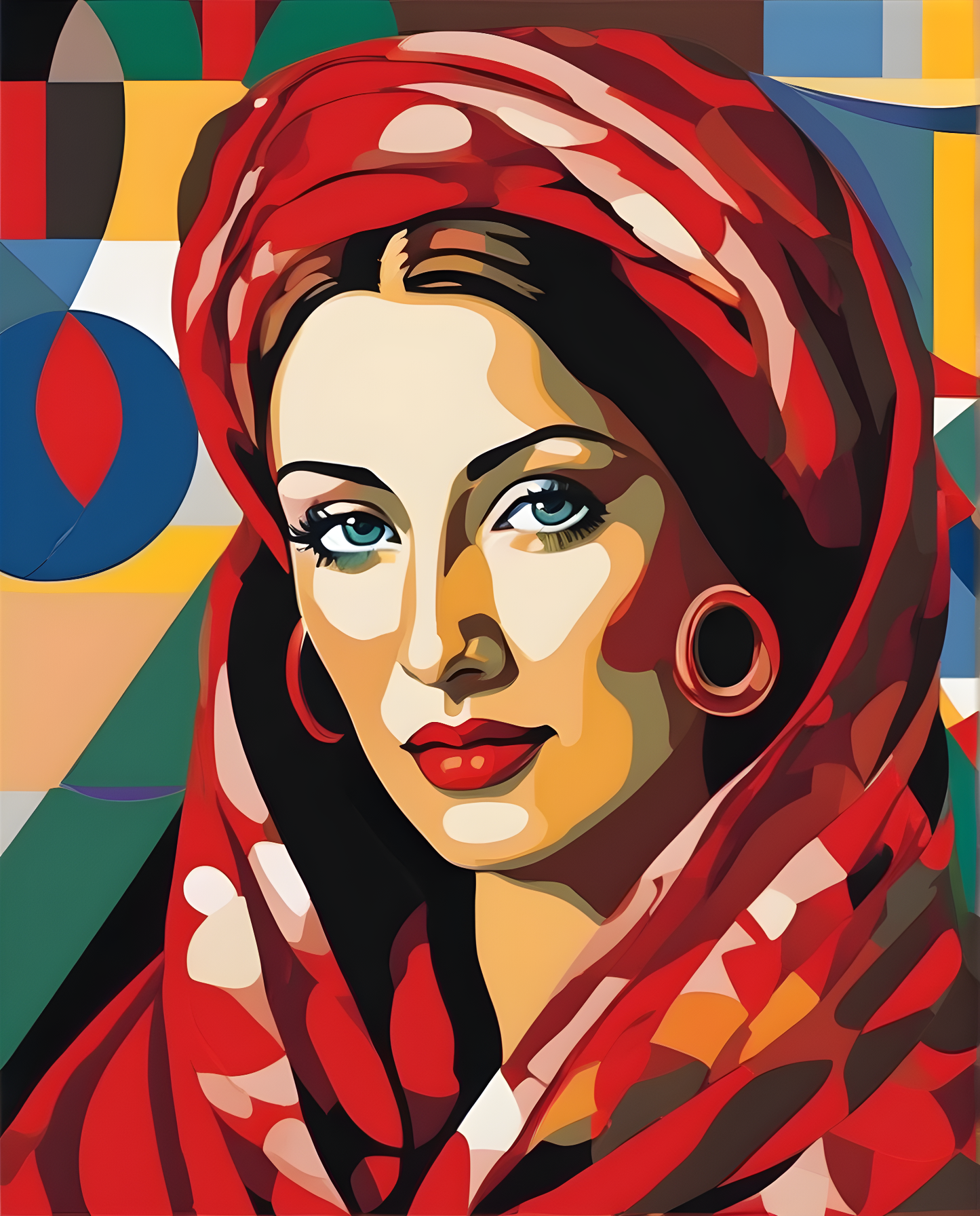 Lady In Red Collection PD (68) - with Red Scarf - Van-Go Paint-By-Number Kit