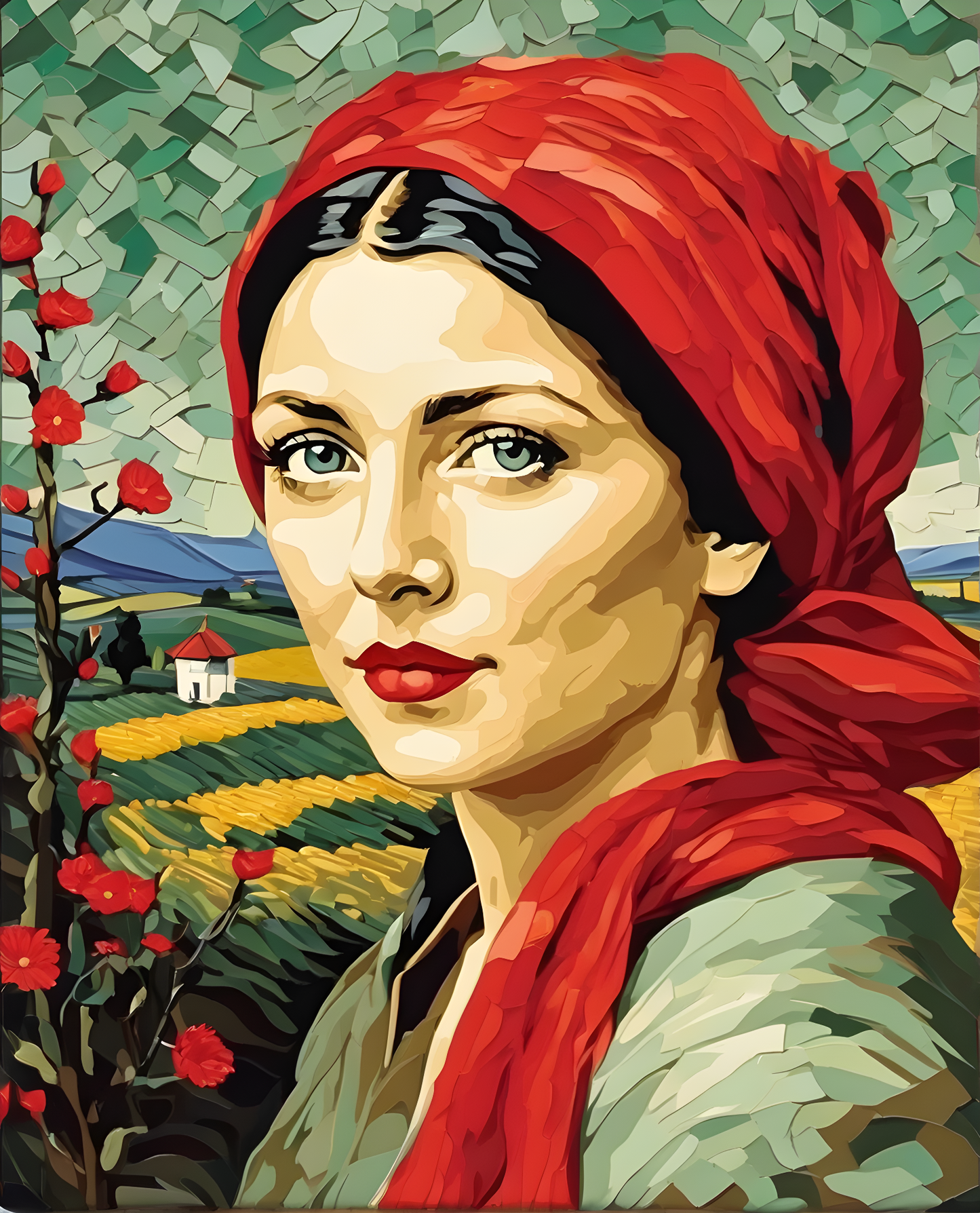 Lady In Red Collection PD (11) - with Red Scarf - Van-Go Paint-By-Number Kit