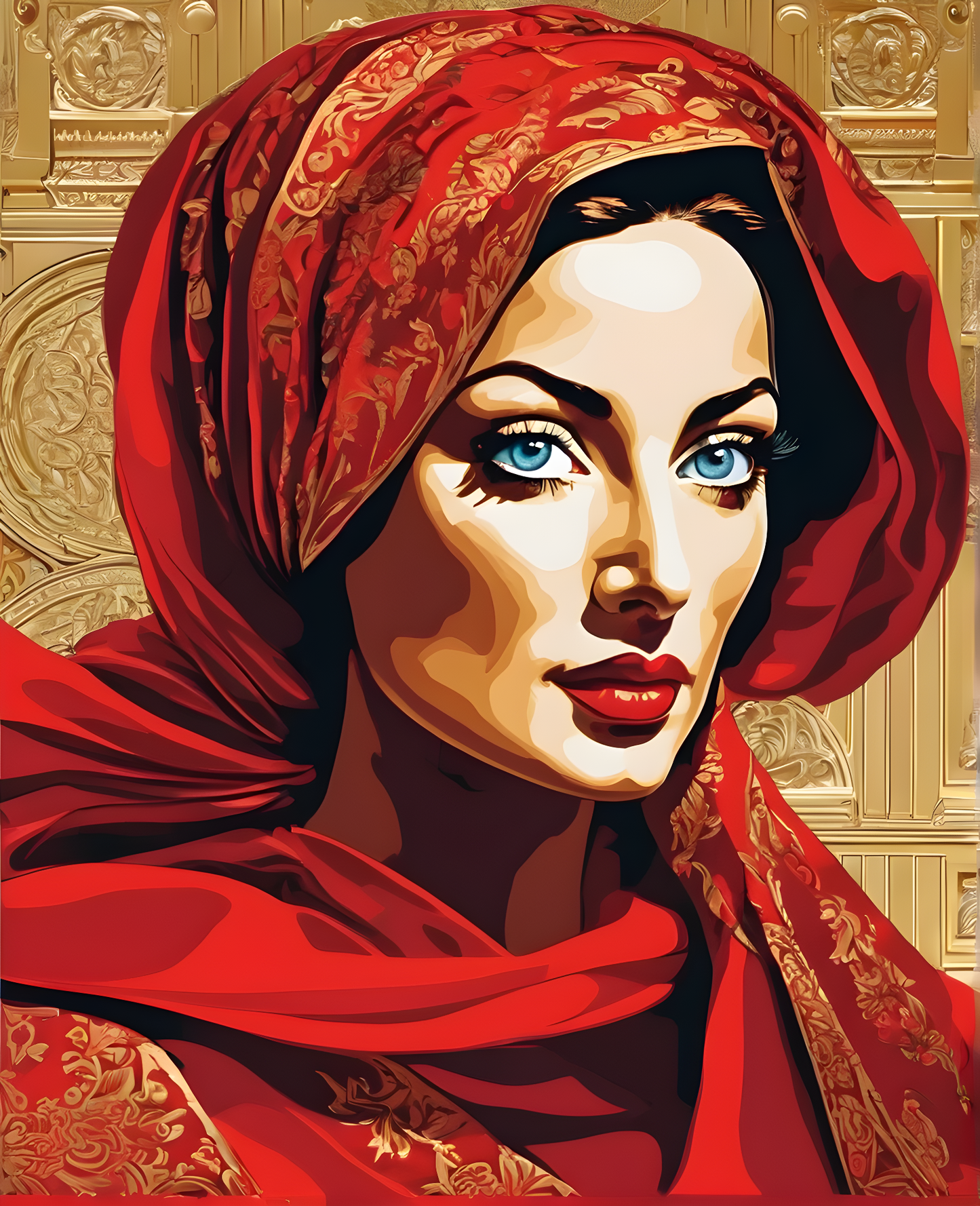 Lady In Red Collection PD (15) - with Red Scarf - Van-Go Paint-By-Number Kit