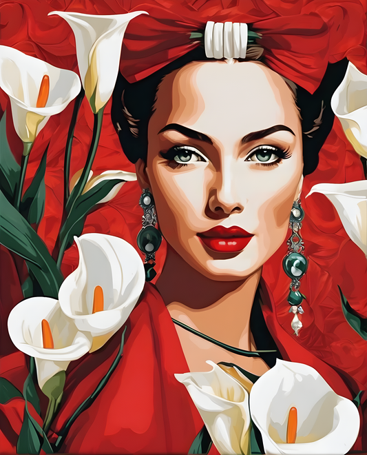 Lady In Red Collection PDS (22) - With White Callas - Van-Go Paint-By-Number Kit