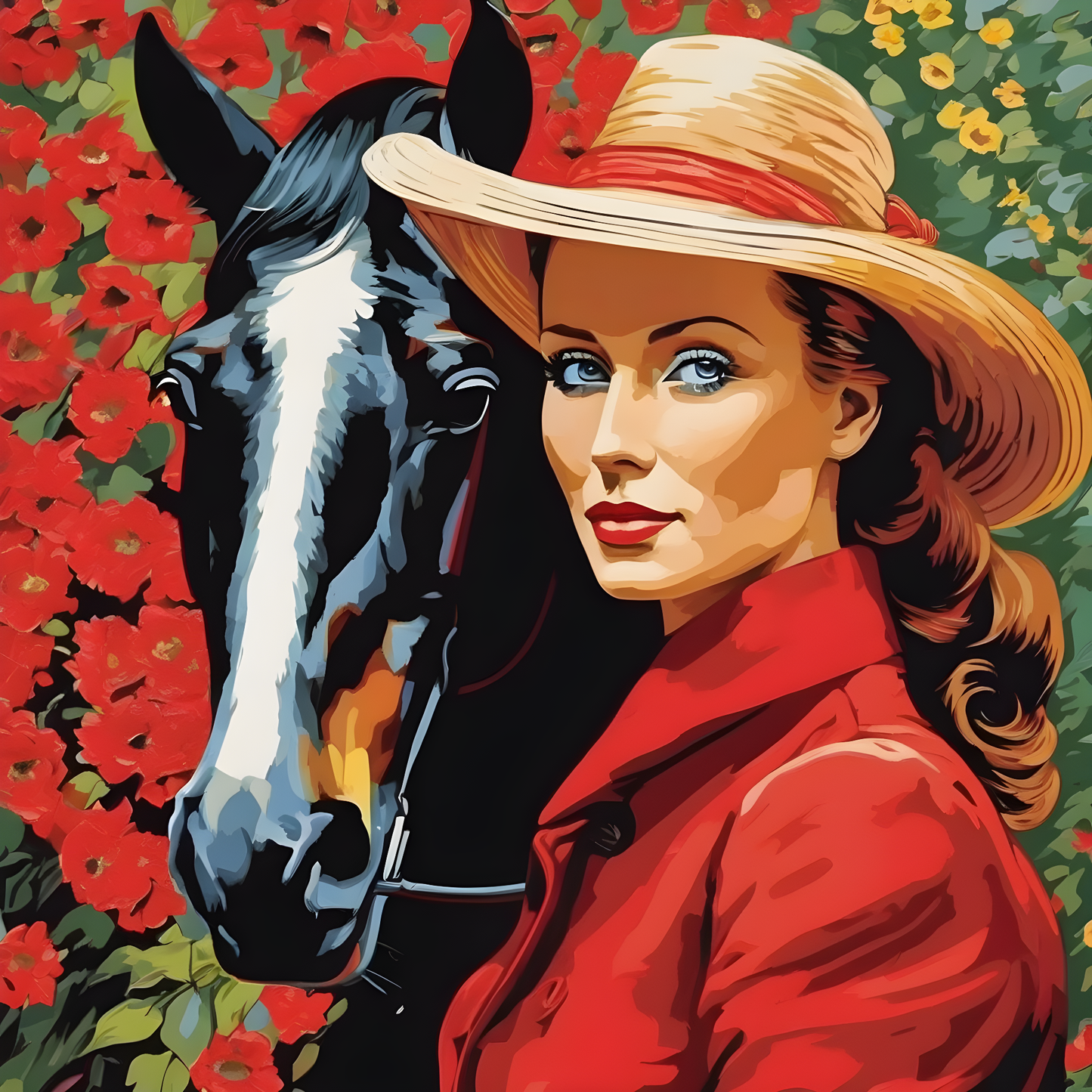 Lady In Red Collection PD (25) - with Horse - Van-Go Paint-By-Number Kit