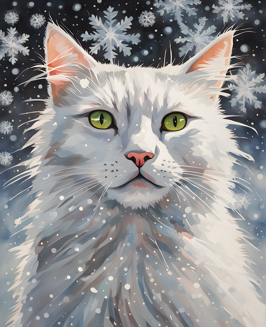 A Shaggy White Gray Cat (2) - Van-Go Paint-By-Number Kit