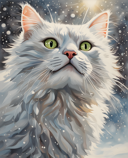 A Shaggy White Gray Cat (7) - Van-Go Paint-By-Number Kit