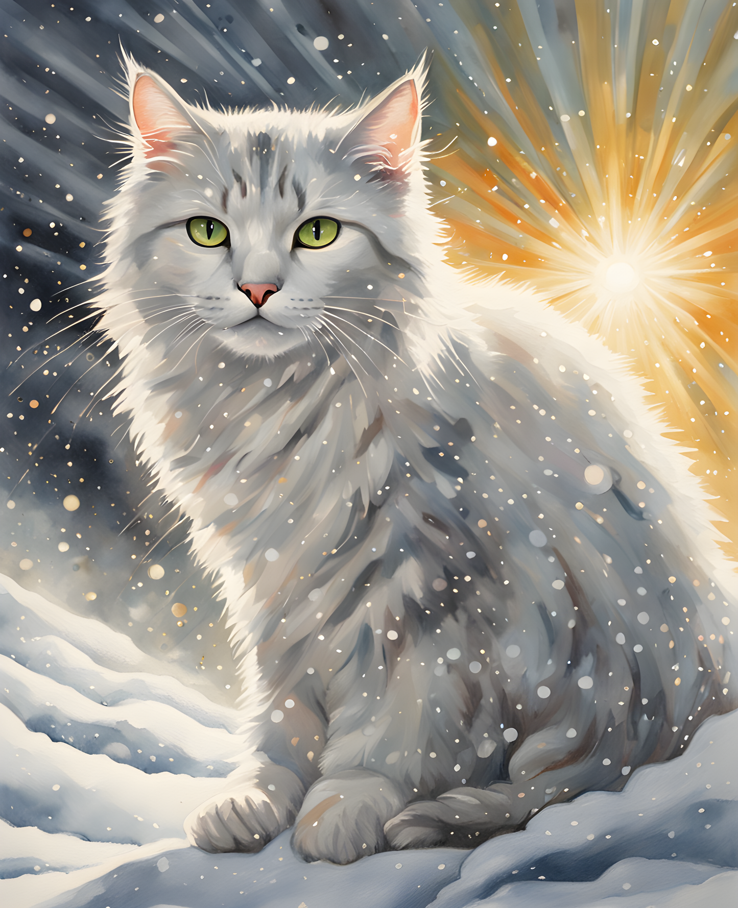 A Shaggy White Gray Cat (1) - Van-Go Paint-By-Number Kit