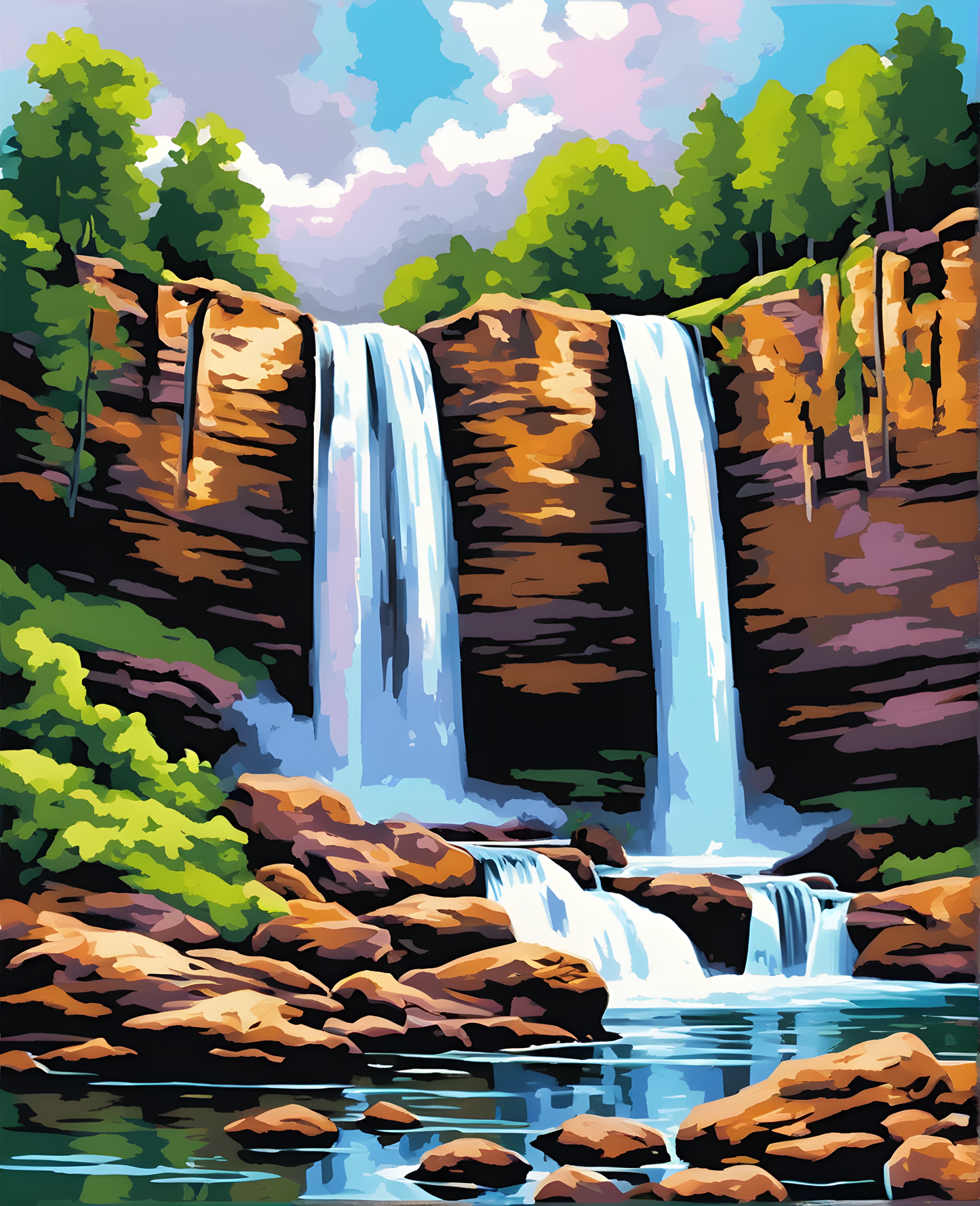 A Waterfall - Van-Go Paint-By-Number Kit