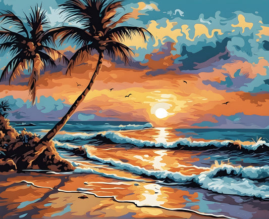 Sunset Collection OD (3) - Beach Sunset - Van-Go Paint-By-Number Kit