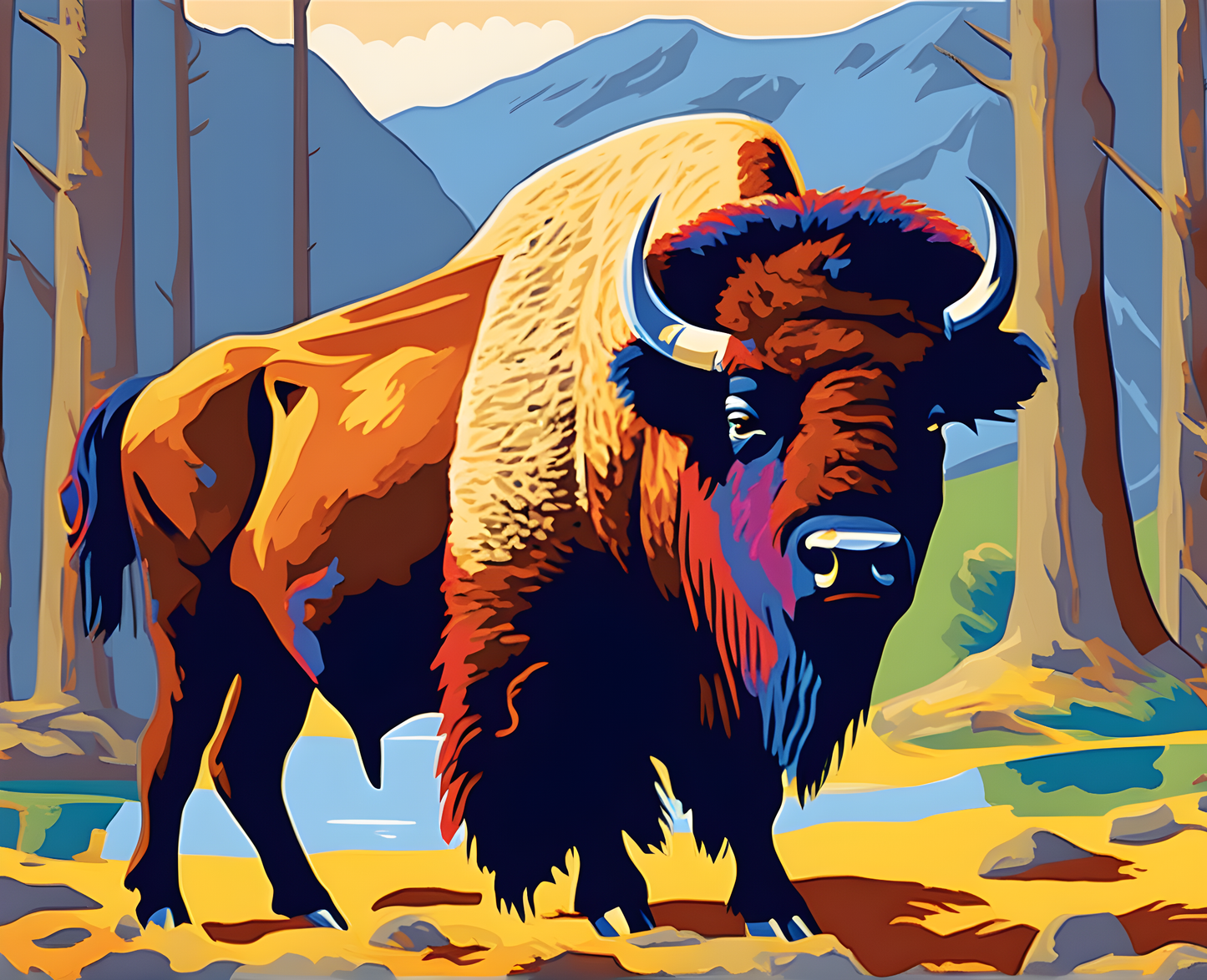 Amazing Places OD (404) - Bison of Yellowstone National Park, Wyoming - Van-Go Paint-By-Number Kit