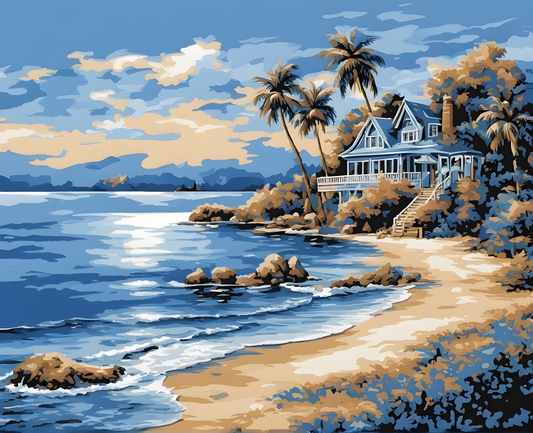 Blue Water Island Beach (2) - Van-Go Paint-By-Number Kit