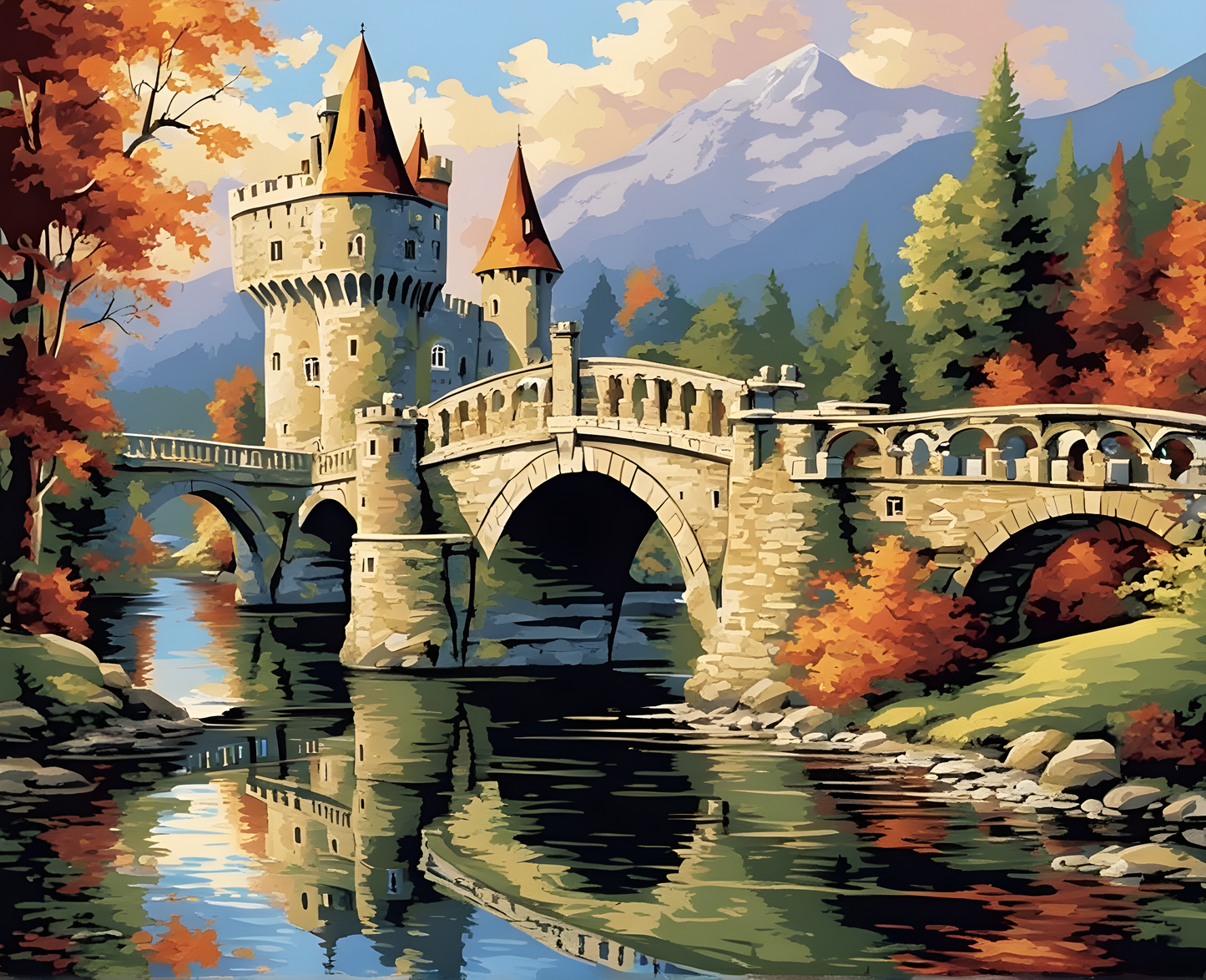 Bridge Castle (PD) - Van-Go Paint-By-Number Kit