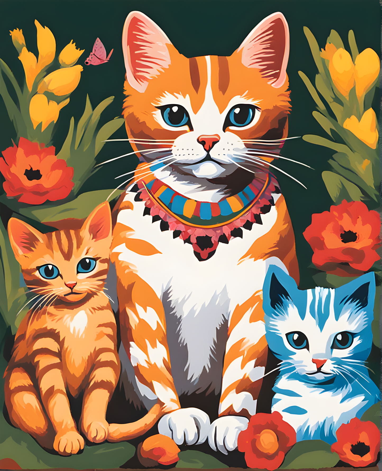 Cats Collection PD (82) - Cat and kittens - Van-Go Paint-By-Number Kit
