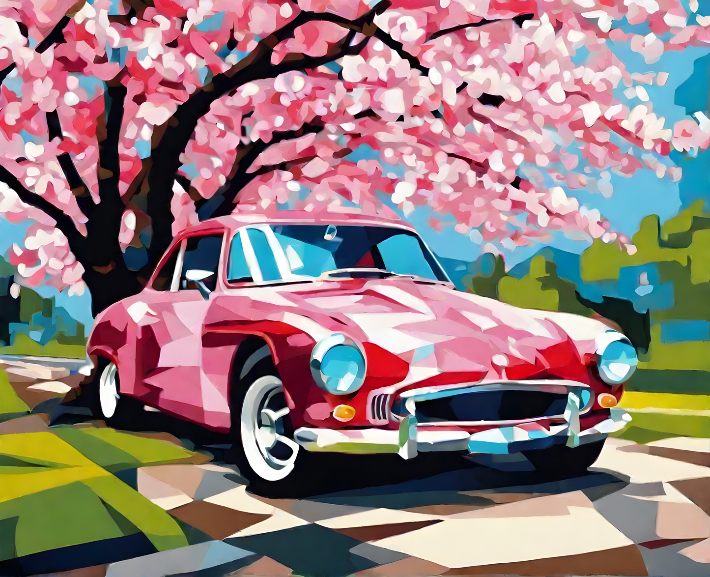 Cherry Blossom Car (2) - Van-Go Paint-By-Number Kit