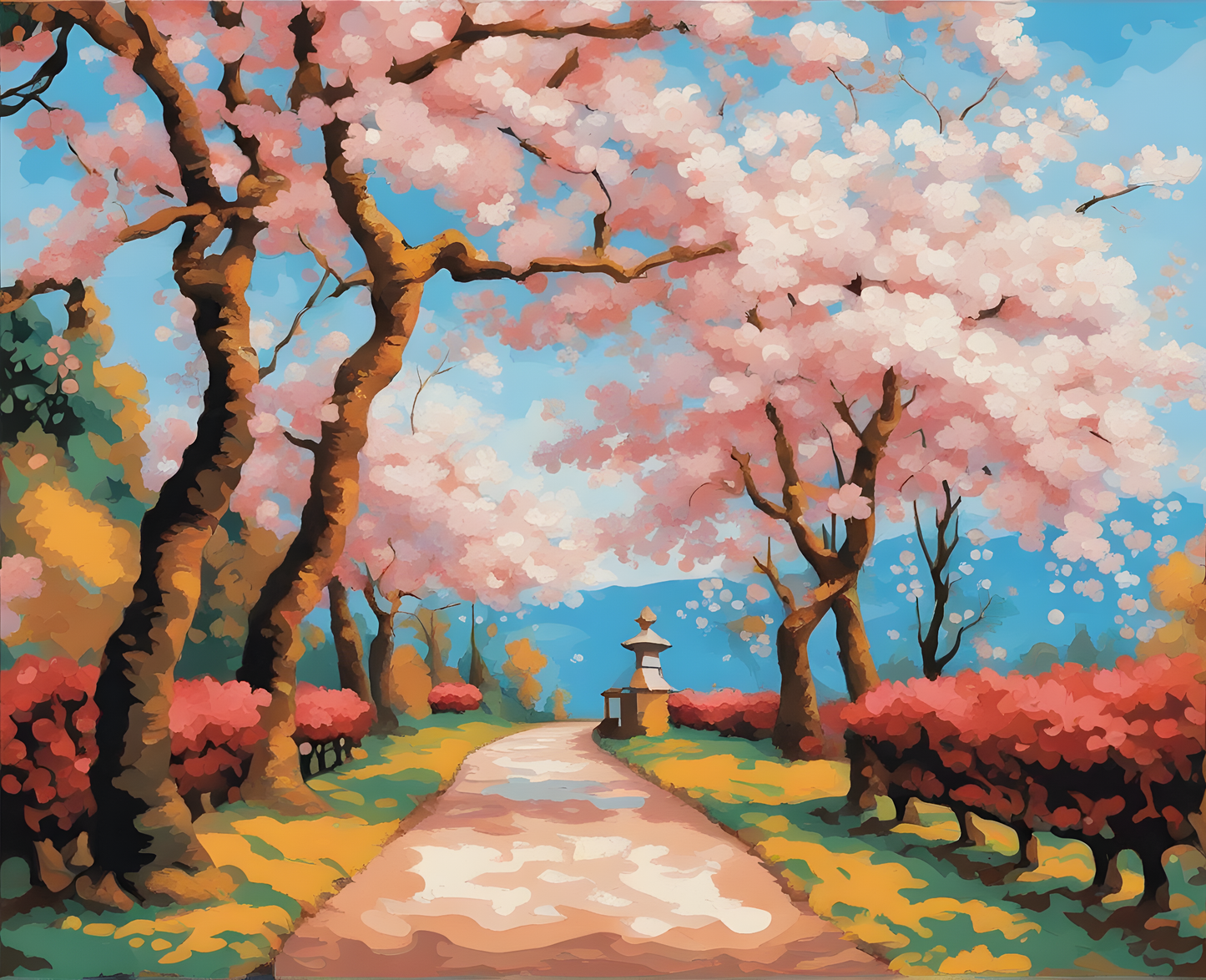 Cherry Blossoms Park Path (PD) - Van-Go Paint-By-Number Kit