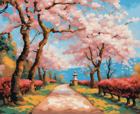 Cherry Blossoms Park Path (PD) - Van-Go Paint-By-Number Kit