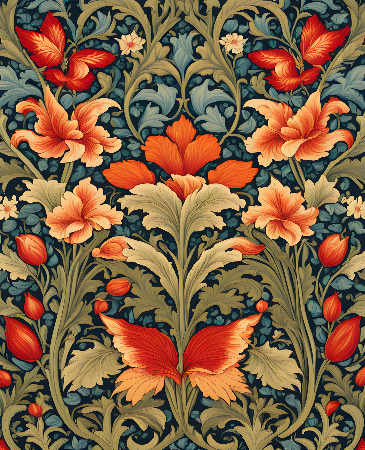 William Morris Style Collection PD (54) - Cherwell Fabric Pattern - Van-Go Paint-By-Number Kit