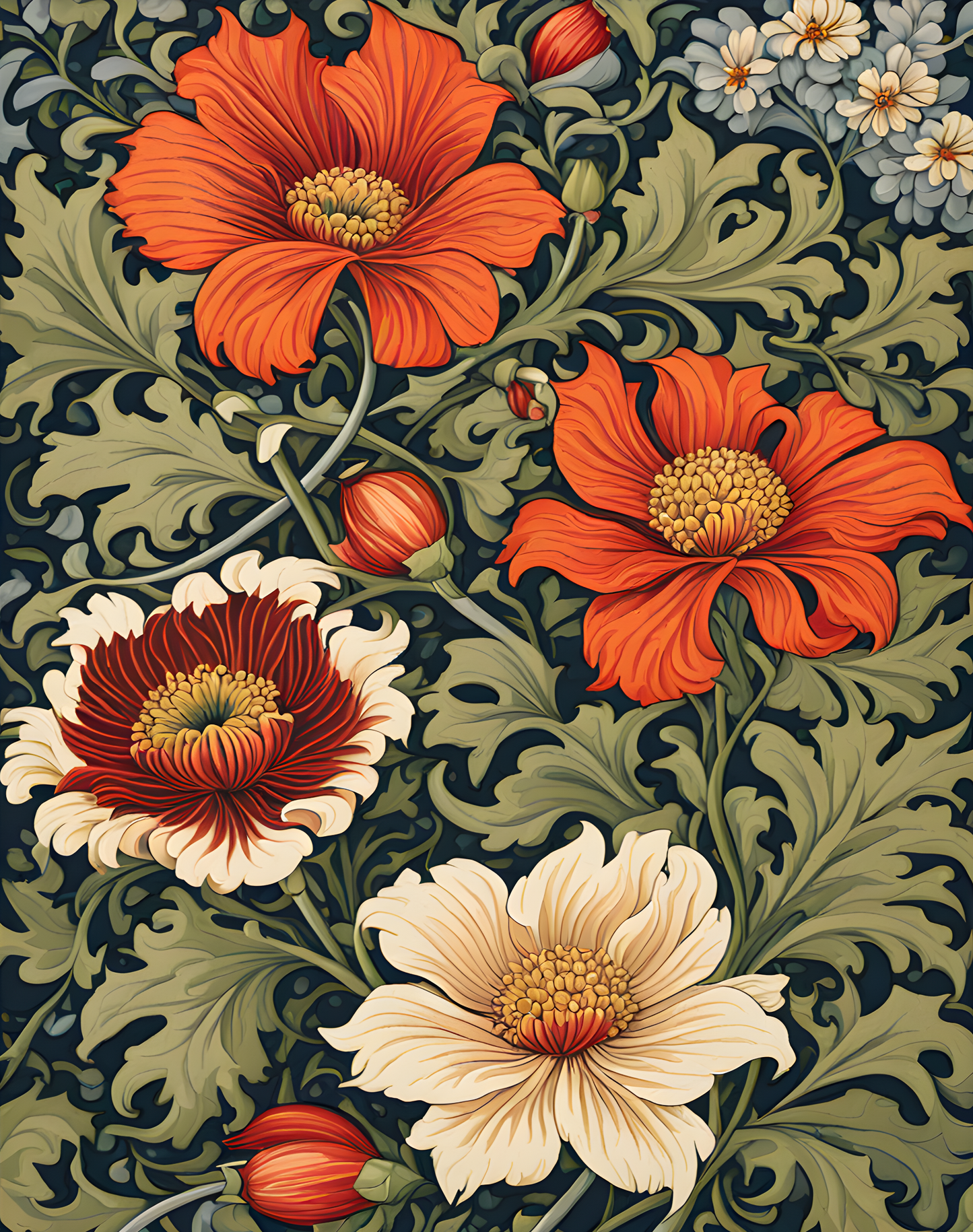 William Morris Style Collection PD (55) - Cherwell Fabric Pattern - Van-Go Paint-By-Number Kit