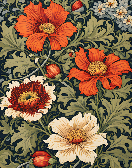 William Morris Style Collection PD (55) - Cherwell Fabric Pattern - Van-Go Paint-By-Number Kit