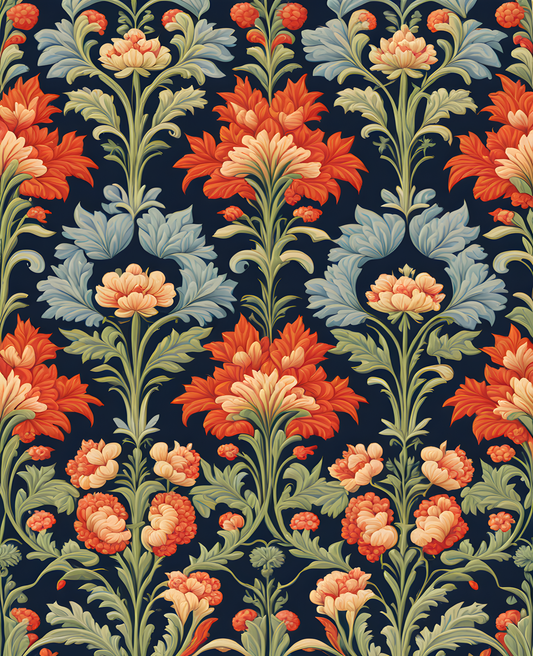 William Morris Style Collection PD (58) - Chintz the Wey design Fabric Pattern - Van-Go Paint-By-Number Kit