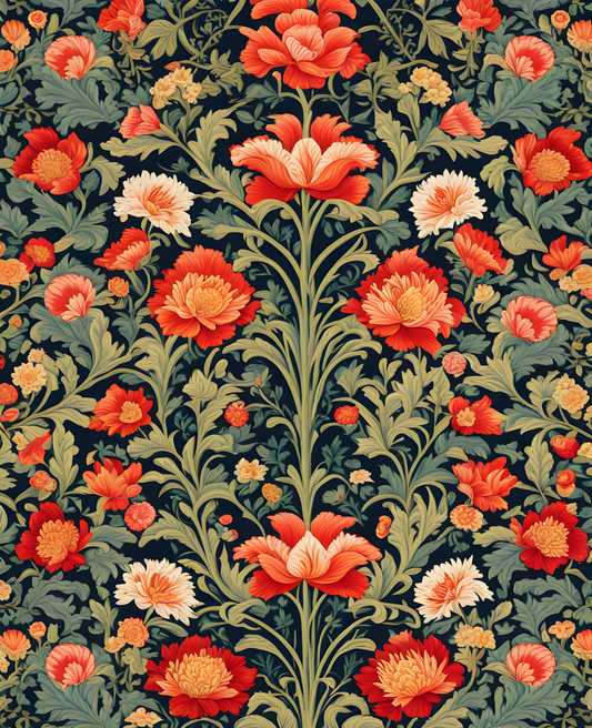 William Morris Style Collection PD (56) - Chintz the Wey design Fabric Pattern - Van-Go Paint-By-Number Kit