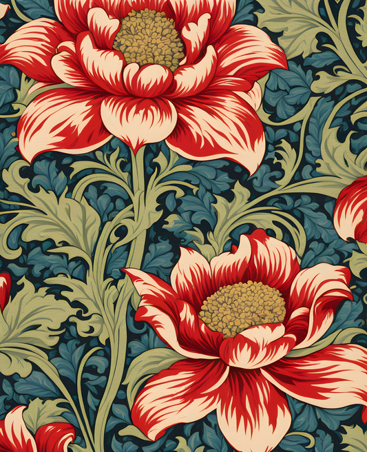 William Morris Style Collection PD (57) - Chintz the Wey design Fabric Pattern - Van-Go Paint-By-Number Kit