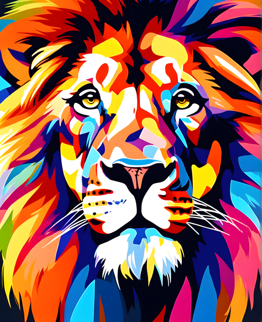 Lions Collection PD (3) -  Colorful Lion - Van-Go Paint-By-Number Kit