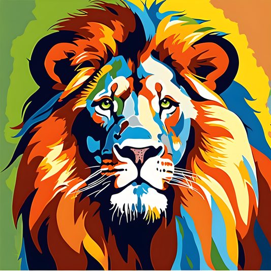 Lions Collection PD (41) - Colorful Lion Head - Van-Go Paint-By-Number Kit