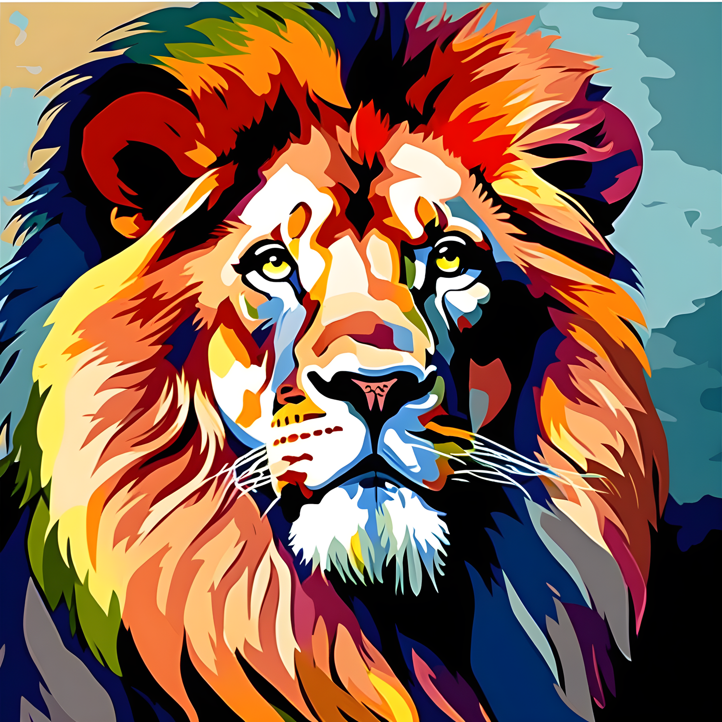 Lions Collection PD (48) - Colorful Lion Head - Van-Go Paint-By-Number Kit