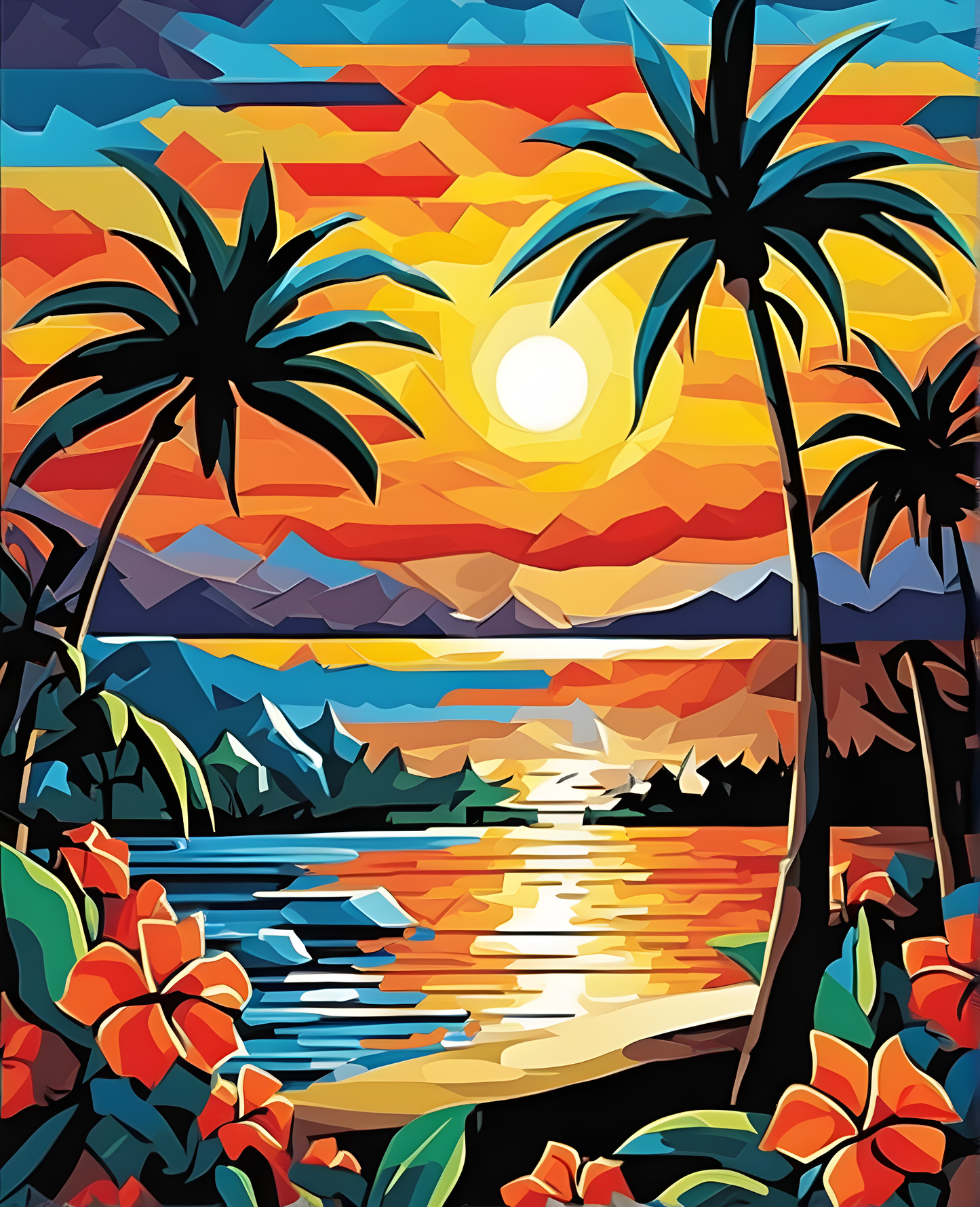 Colorful Tropic Sunset - Van-Go Paint-By-Number Kit