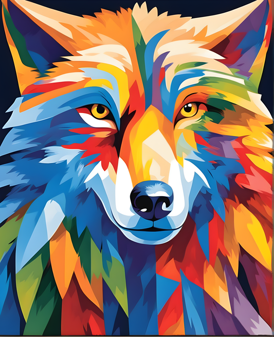 Colorful Wolf - Van-Go Paint-By-Number Kit
