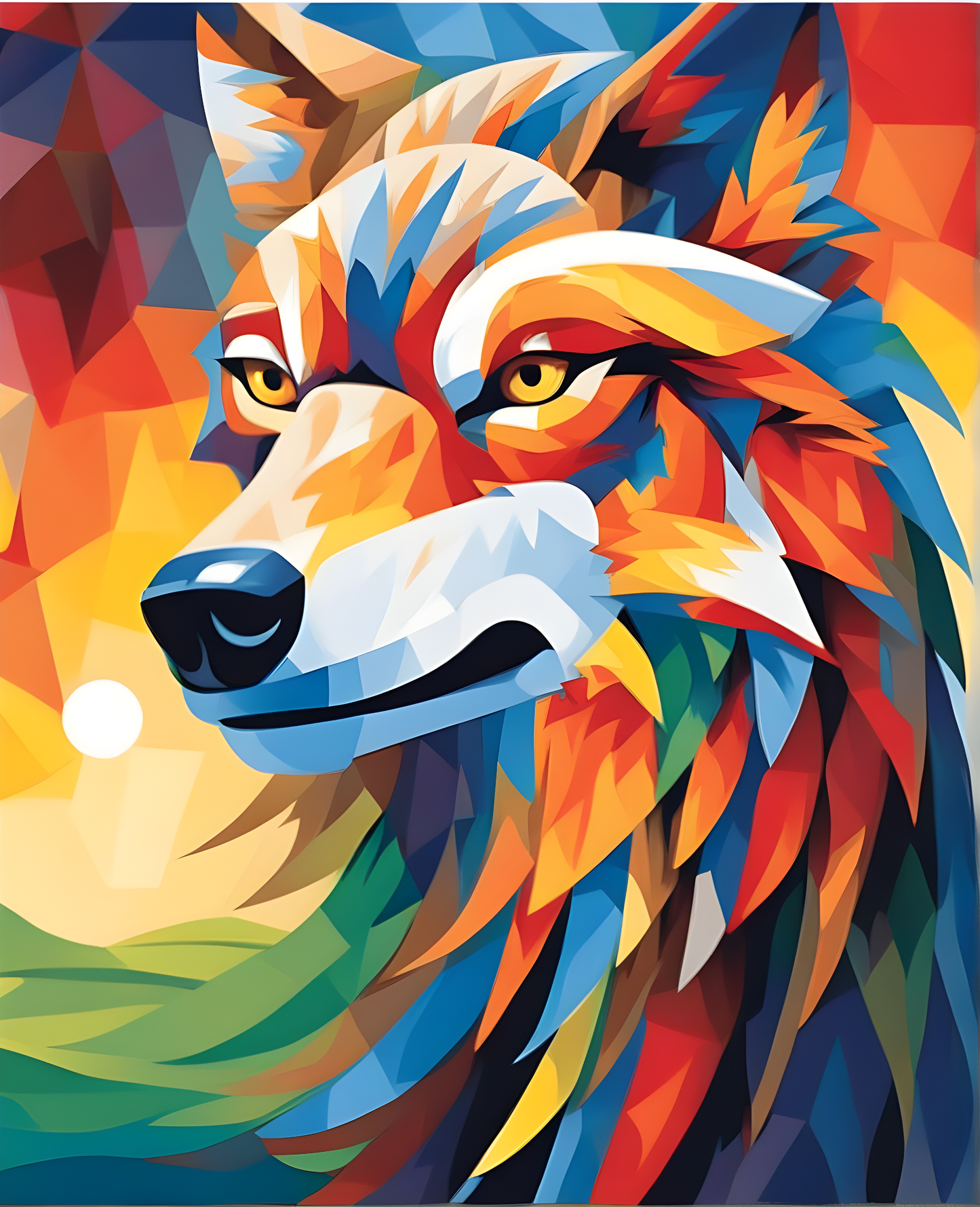 Colorful Wolf (3) - Van-Go Paint-By-Number Kit