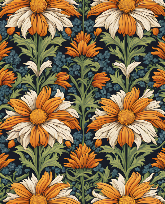William Morris Style Collection PD (60) - Daisy Fabric Pattern - Van-Go Paint-By-Number Kit