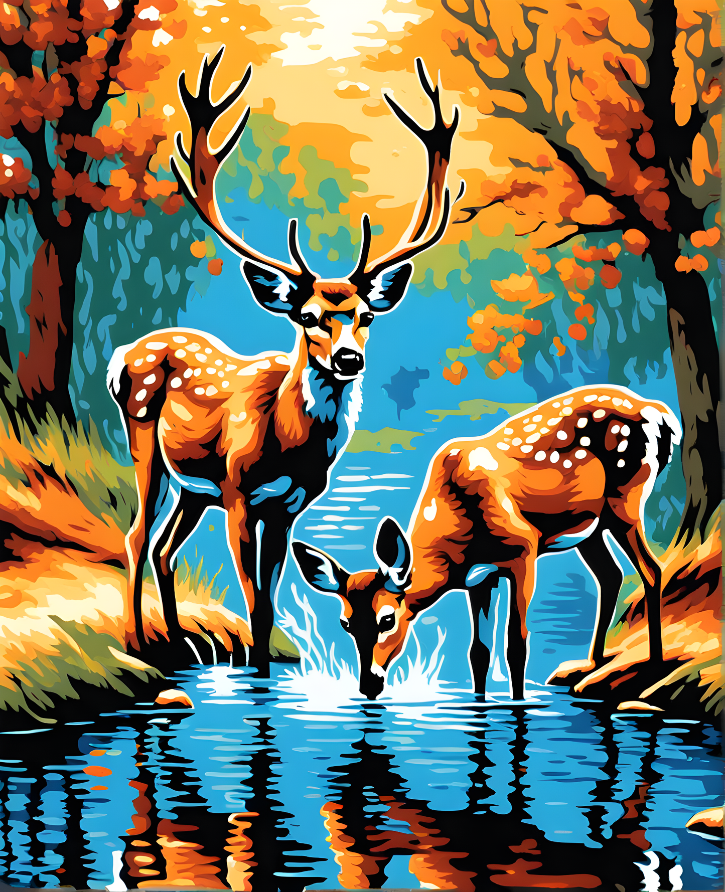 Deer Drinking Water (1) - Van-Go Paint-By-Number Kit
