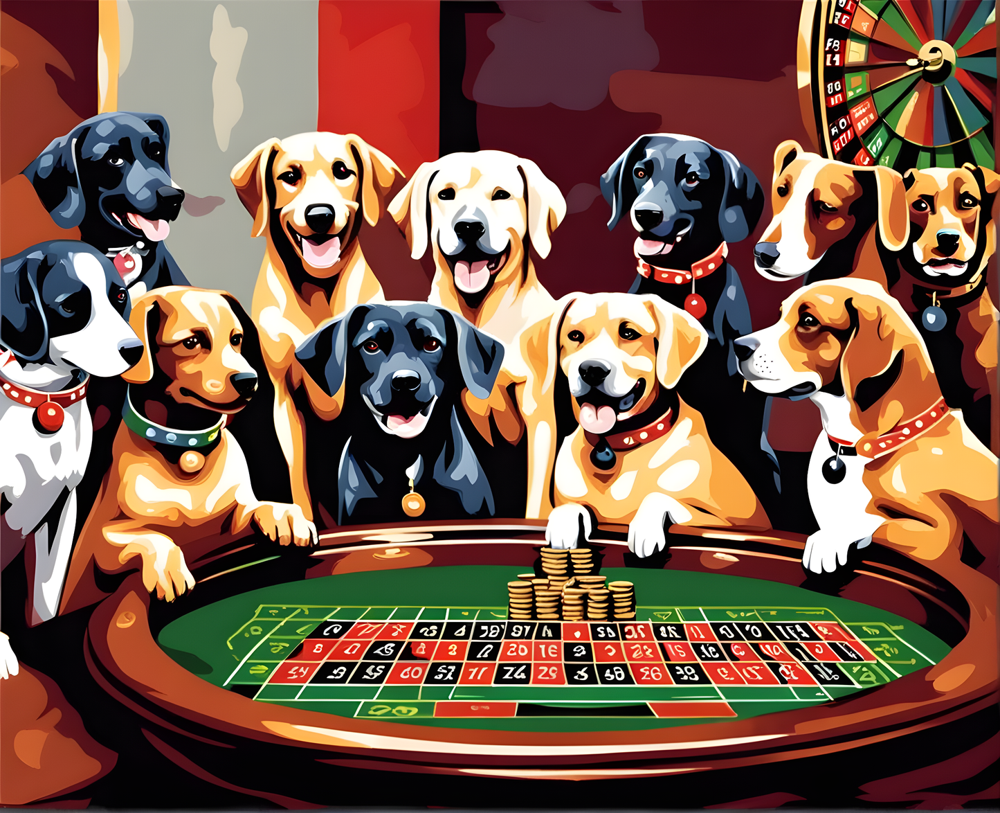 Dogs playing Roulette - Van-Go Paint-By-Number Kit