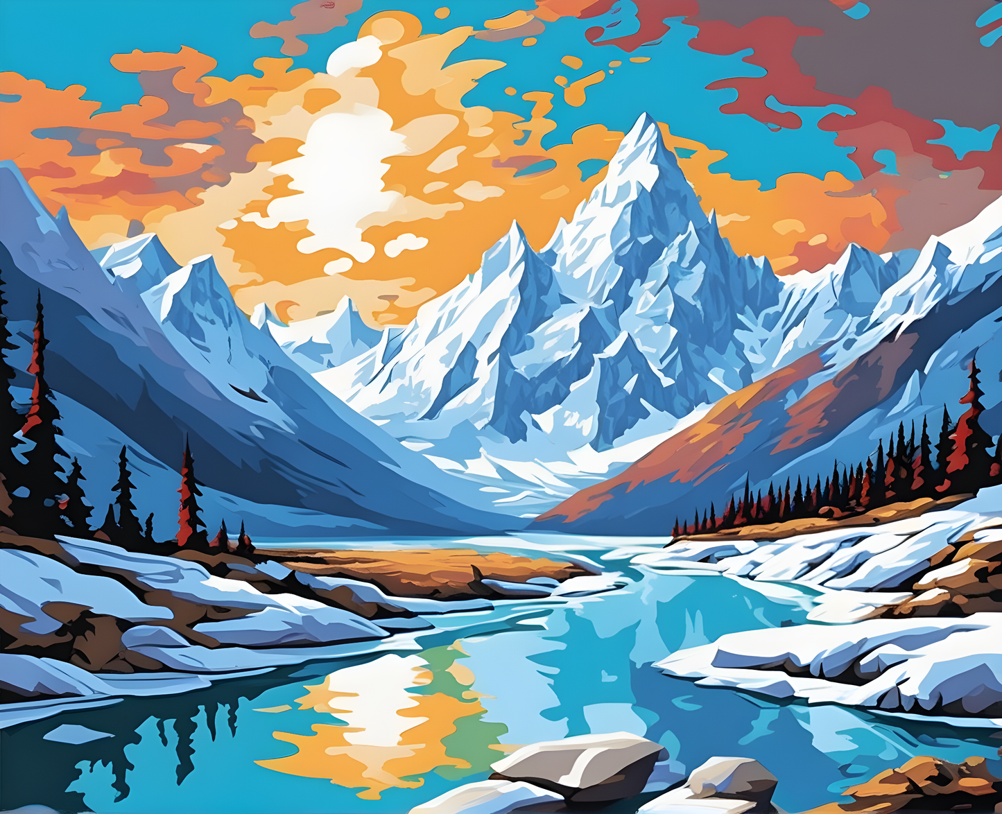 Amazing Places OD (389) - Drang Drung Glacier, India - Van-Go Paint-By-Number Kit