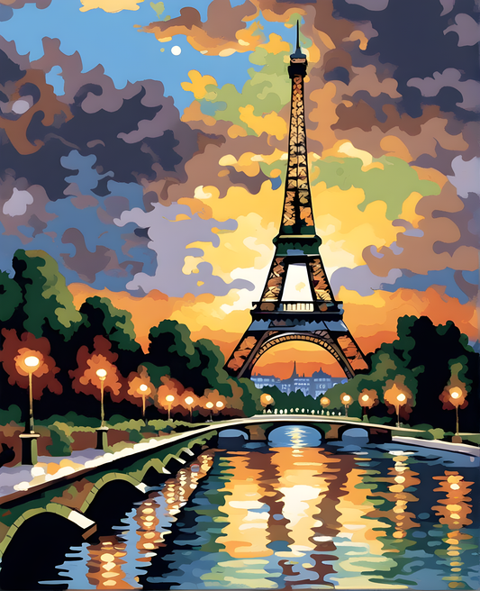 Eiffel Tower at Twilight (2) - Van-Go Paint-By-Number Kit