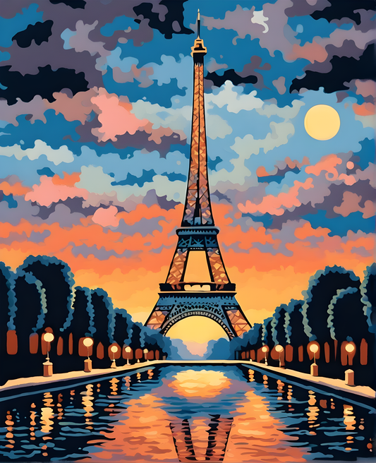 Eiffel Tower at Twilight (3) - Van-Go Paint-By-Number Kit