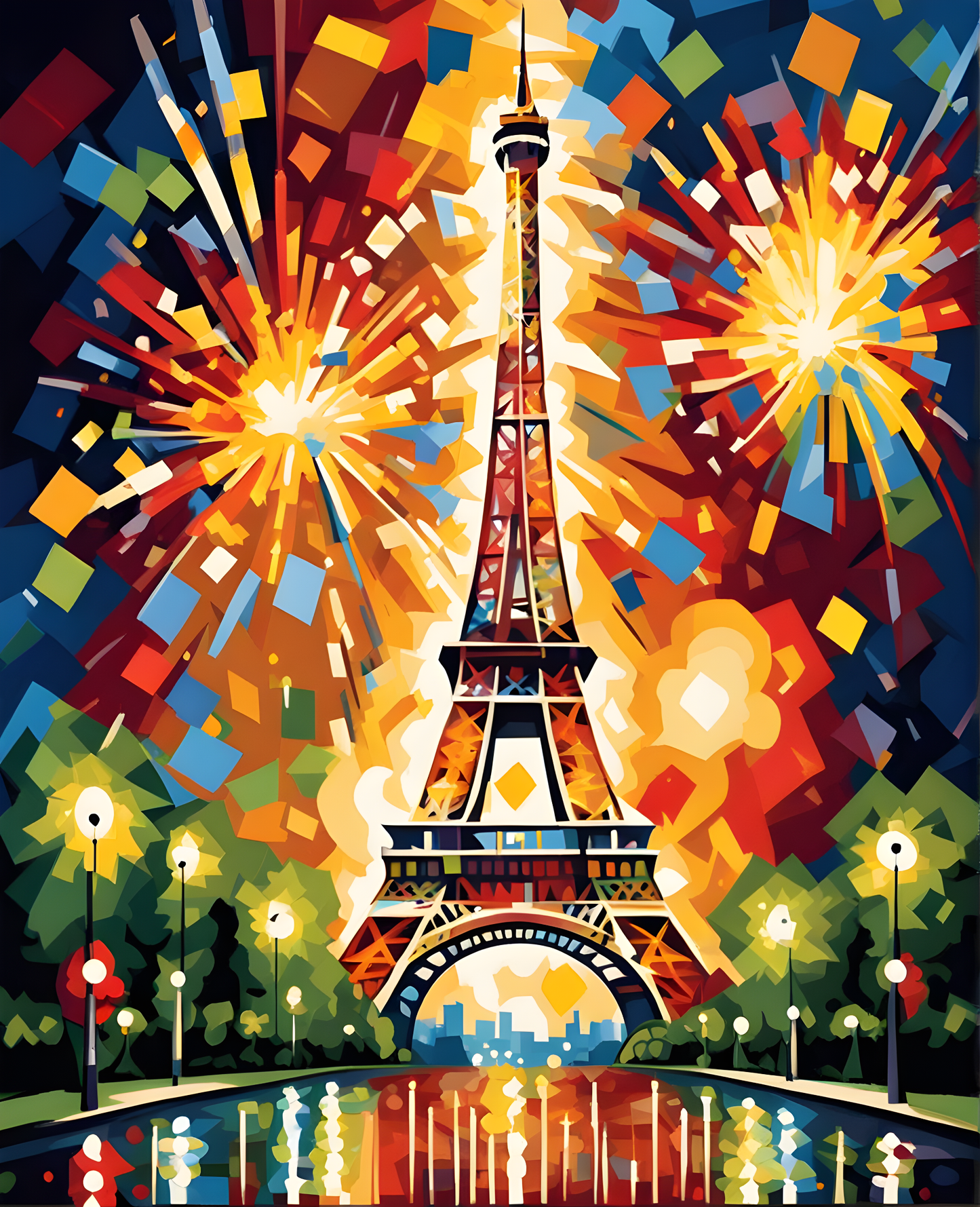 Eiffel Tower Fireworks (1) - Van-Go Paint-By-Number Kit