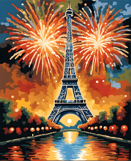 Eiffel Tower Fireworks (3) - Van-Go Paint-By-Number Kit