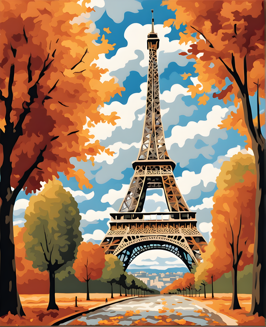 Eiffel Tower In Fall Day (1) - Van-Go Paint-By-Number Kit