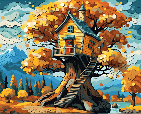 Fairy Tale Tree House (PD) - Van-Go Paint-By-Number Kit