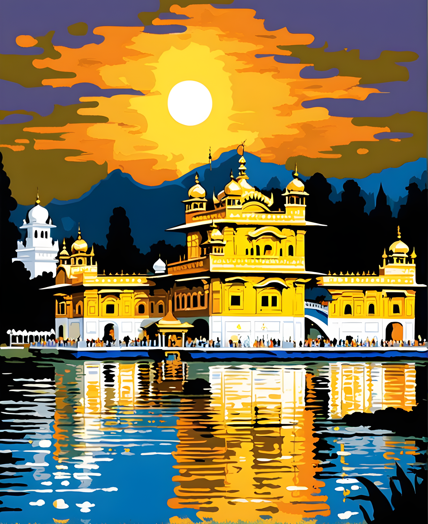 India Collection PD (3) - Golden Temple at Night - Van-Go Paint-By-Number Kit