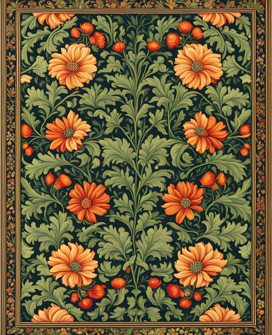 William Morris Style Collection PD (89) -  Greenery Tapestry Fabric Pattern - Van-Go Paint-By-Number Kit