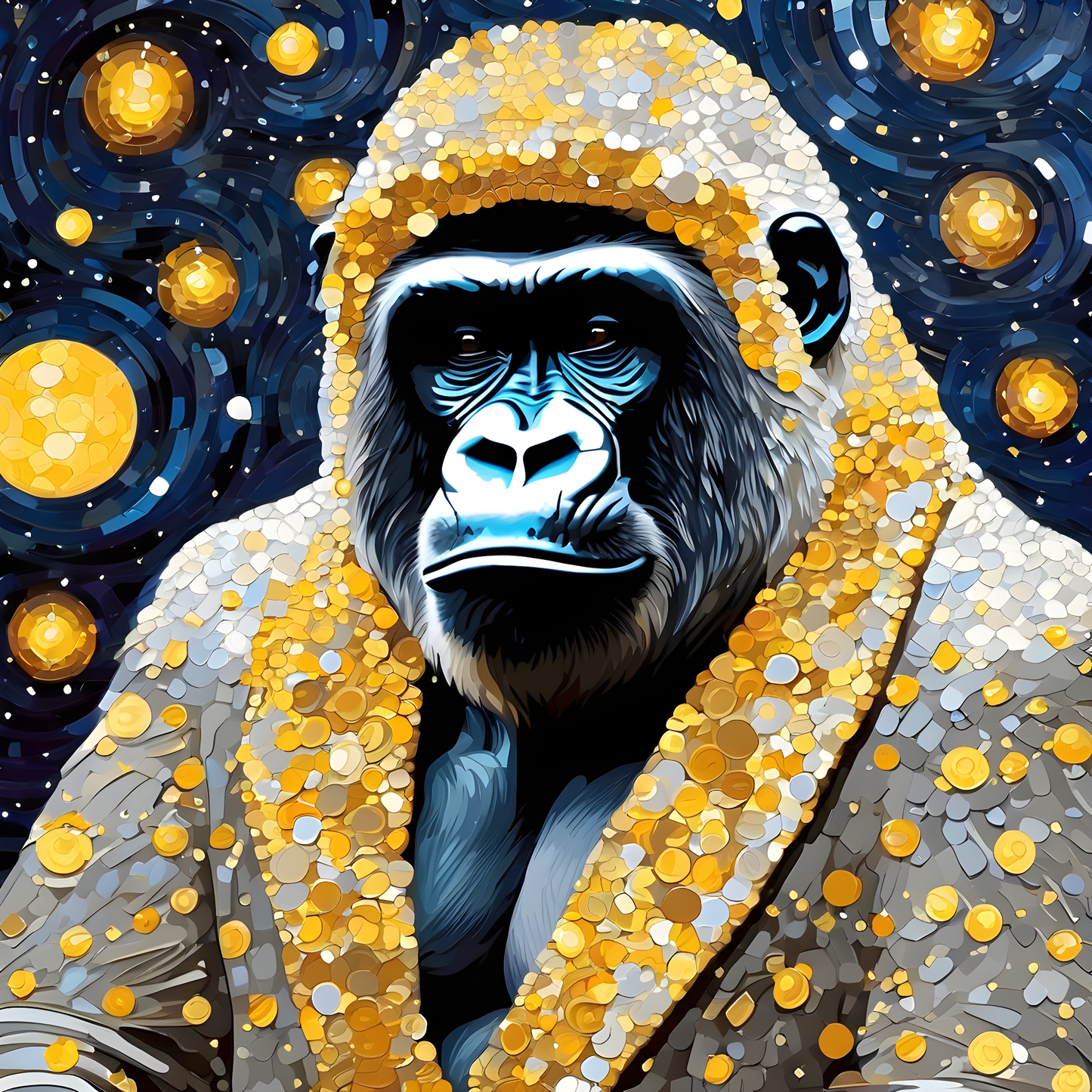 Grumpy Gorilla Starry Night PD (6) - Van-Go Paint-By-Number Kit