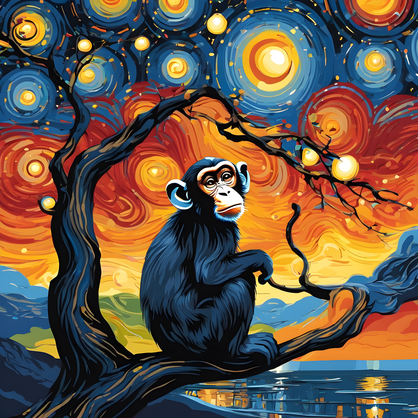 Grumpy Monkey Starry Night PD (1) - Van-Go Paint-By-Number Kit