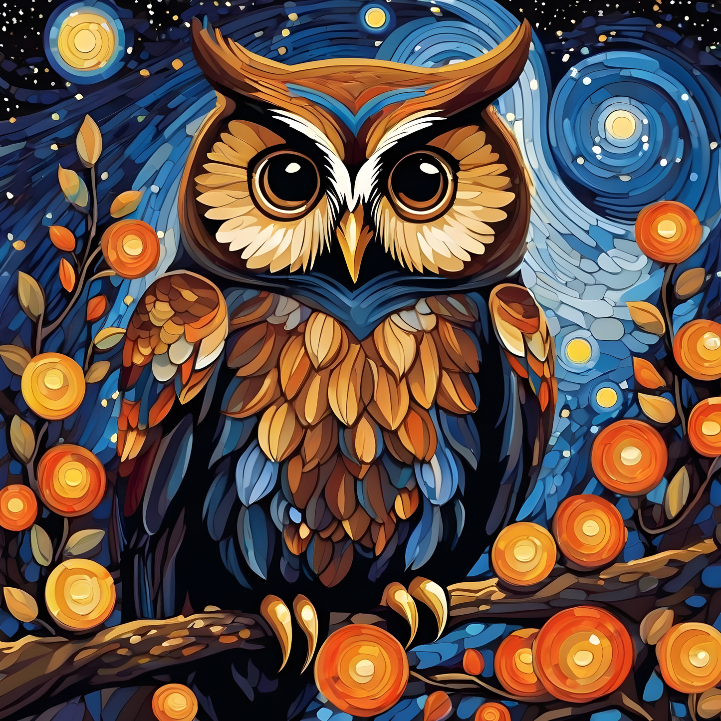 Grumpy Owl Starry Night PD (3) - Van-Go Paint-By-Number Kit