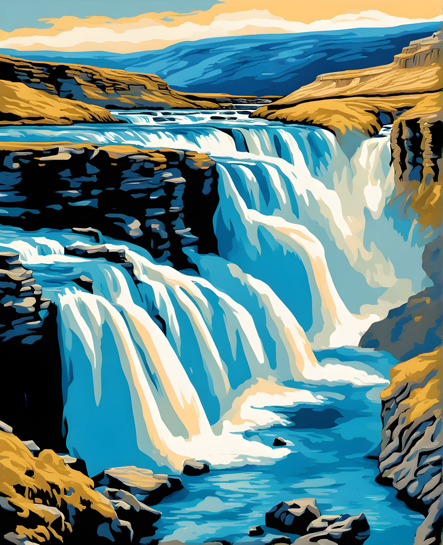 Iceland Collection PD (24) - Gullfoss Falls - Van-Go Paint-By-Number Kit