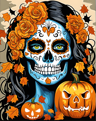 Halloween Sugar Skull (1) - Van-Go Paint-By-Number Kit